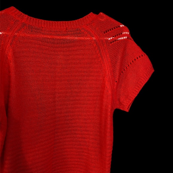 Vintage Womens Fever Brand Knitted Short Sleeve Round Neck Blouse Top Large - Picture 4 of 6